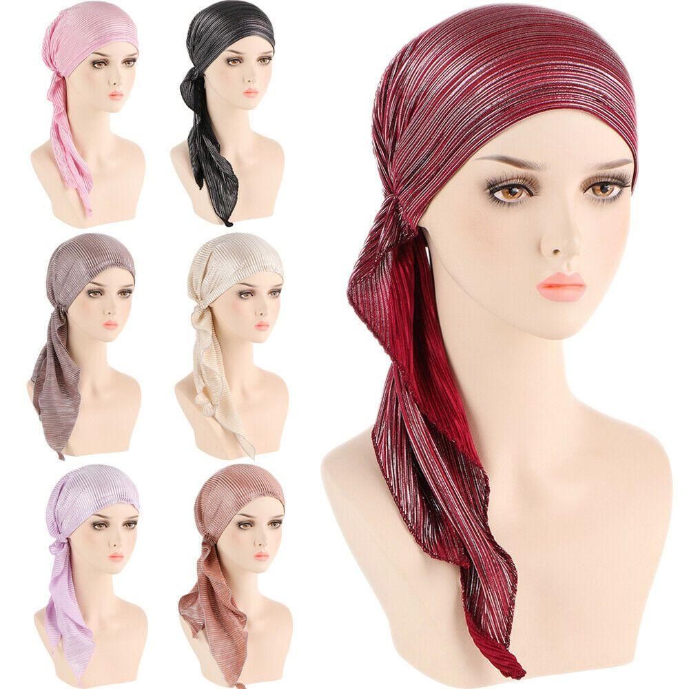Cover Women Headscarf Headwear Headwrap Cancer Chemo Cap Pre-Tied Bonnet Beanie Cap Muslim Hijab