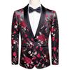 Mens Floral Tuxedo Dinner Jacket Regular Fit Shawl Lapel Paisley Prom Party Suit