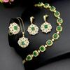 Copper Plated Gold Inlaid Zircon Jewelry Three Piece Set Bride Necklace Earrings Ring