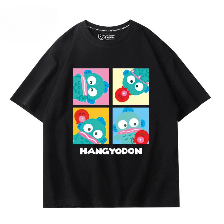 Hangyodon Harajuku Creative Pattern T-shirt Men's Casual Comfortable Summer 100% Cotton T-shirt Trend Fashion Loose T-shirt