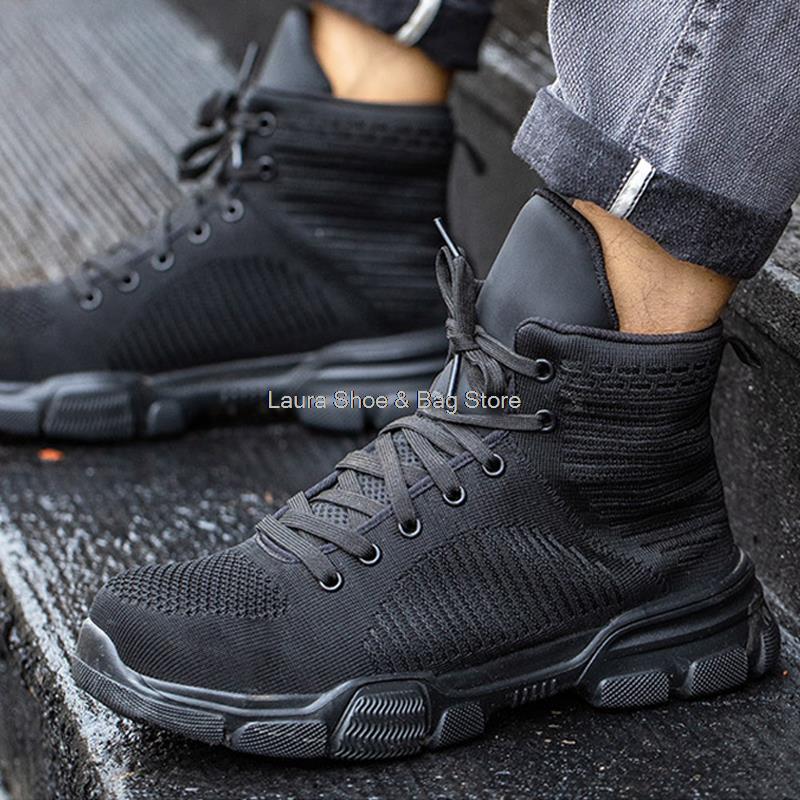 Indestructible Ryder Shoes Men Steel Toe Cap Work Safety Shoes Puncture-Proof Lightweight Breathable Sneakers Black Work Boots