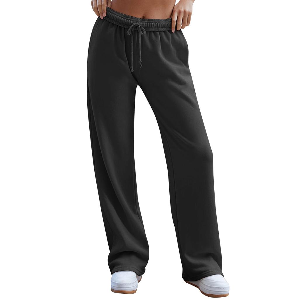 Women's Wide Leg Sweatpants Trendy Interior Drawstring Baggy Sweatpants High Waisted Casual Trousers Jogger Pant