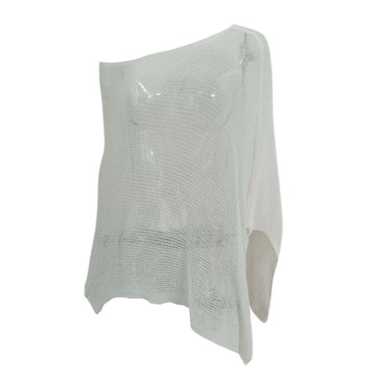 Women Cloak Shawl Mesh Wrap with Asymmetrical Hem Lightweight Summer Pullover Sweater Travel Wrap-around Clothing