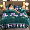 Комплект из 4 предметов плюшевого осенне-зимнего комплекта из утолщенного теплого флиса, простыни, пододеяльника с принтом, подзора для кровати, комплект для дома