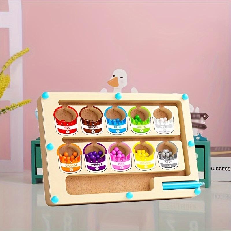 1pc Magnetic Wooden Puzzle - Color Sorting & Counting Game with Acrylic Bead Maze, Crafts, Pen