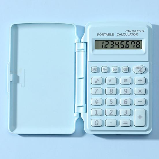 Mini Calculator Flip Cover 8 Digits Big Buttons Large LCD Display Battery Operated Portable Student Finance Desktop Calculator Office Supplies