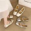 Mary Jane Women's Shoes New 2025 Popular Fashion Temperament Flat-bottomed Soft Leather Rhinestones Are Beautiful and Not Tired Feet