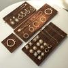 Creative Walnut Earrings Display Holder Retro Luxury Design Solid Wood Jewelry Showcase Stand Live Shooting Props Jewelry Art Display Background Board