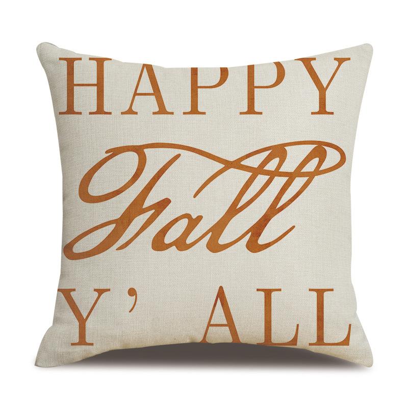 Thanksgiving Linen Pillowcase Autumn Pumpkin Print Pillow Cushion Cover