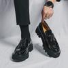 Large Size Shiny Gentleman Breathable Leather Shoes Formal Business Leather Shoes Round Toe Tassel Thick Sole Height-enhancing Men's Loafer Shoes