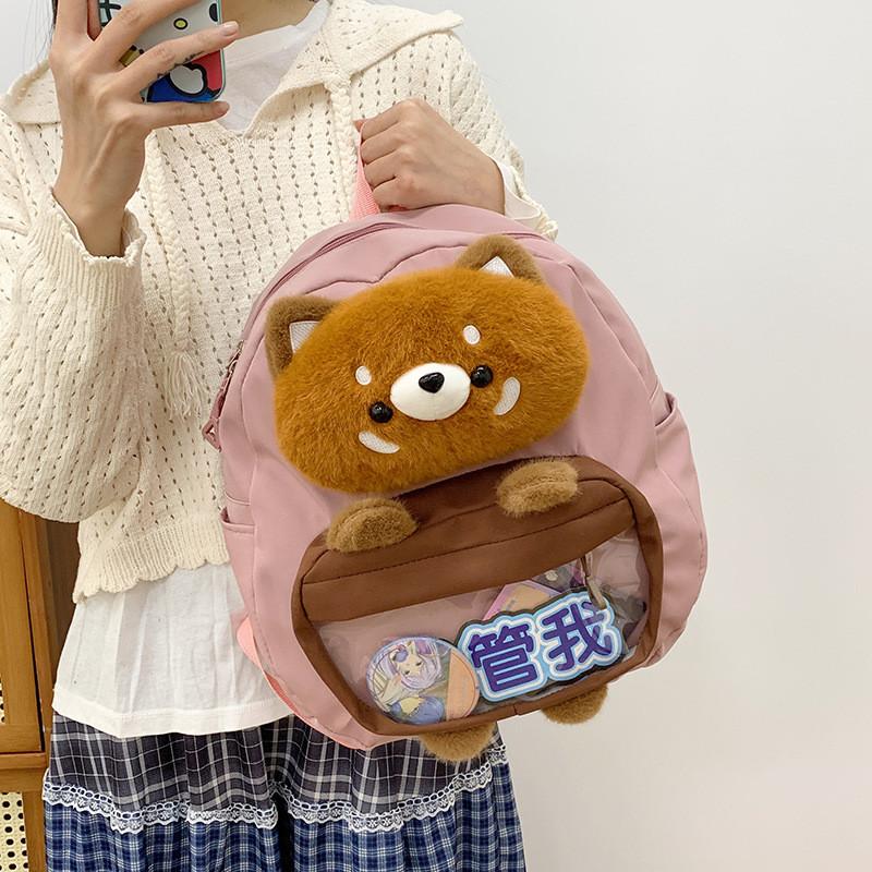 Plush Little Raccoon Cartoon Backpack With Large Capacity For Use Students