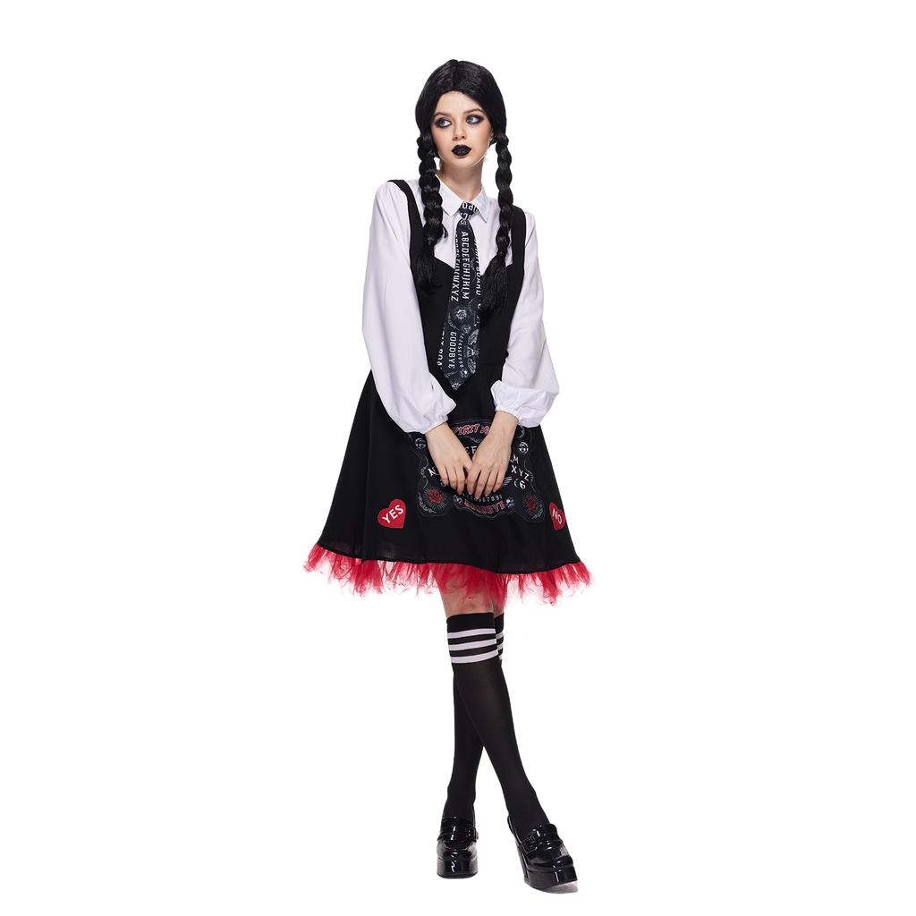Женский костюм для спиритической доски для взрослых, жуткая доска для спиритических сеансов, школьное платье с рубашкой, галстуком и чулками