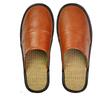 Split Leather Linen Slippers Spring and Autumn Leather Slippers Men's and Women's Home Slippers Indoor Mute Slipper