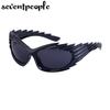 Spike Rectangle Sunglasses Women Men  Luxury Brand Designer Fashion Punk Sun Glasses for Male Steampunk Y2K Sports Sunglass