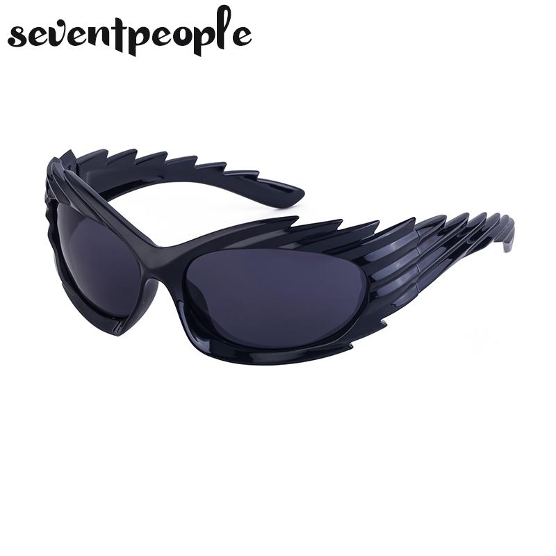 Spike Rectangle Sunglasses Women Men Luxury Brand Designer Fashion Punk Sun Glasses for Male Steampunk Y2K Sports Sunglass