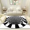 Trap Effect Vortex Illusion Rug Bottomless Hole Carpet Geometric Black White Grid Bedroom Living Room Anti Slip Floor Mats