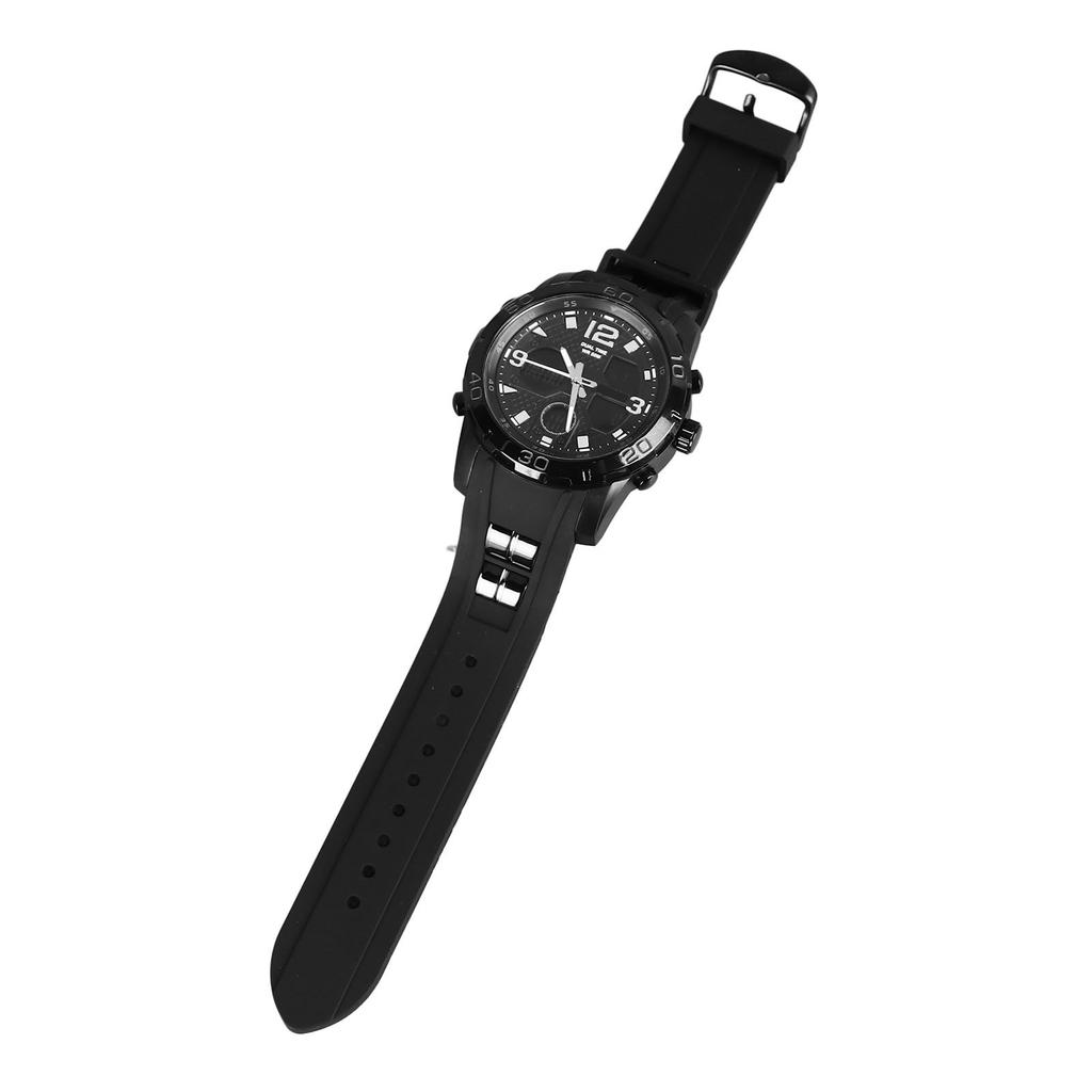 Men Digital Sports Watch Dual Dial Dual Time Display 50m Waterproof Multifunction Electronic Watch for Outdoor Use Black