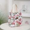 Floral Canvas Tote Bag Large Capacity Lunch Bag for Women Multipurpose Shoulder Handbag KTY
