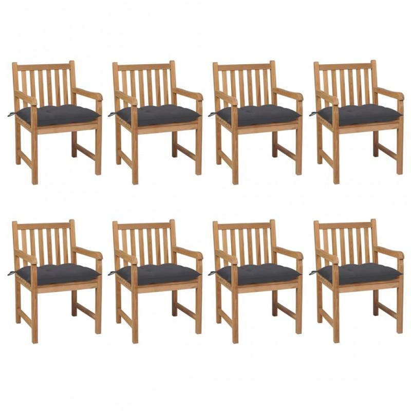 Day and Night - Day and Night Garden Chairs 8 Pcs Solid Teak Wood Anthracite Cushions