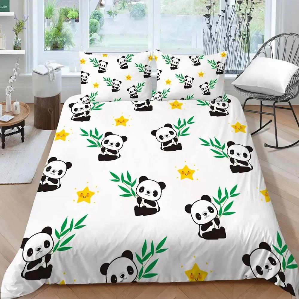 Panda Bear Bedding Sets Animal Duvet Cover Twin Full Single Size and Pillowcase Home Textile 3D Print Bedclothes for Kids Child