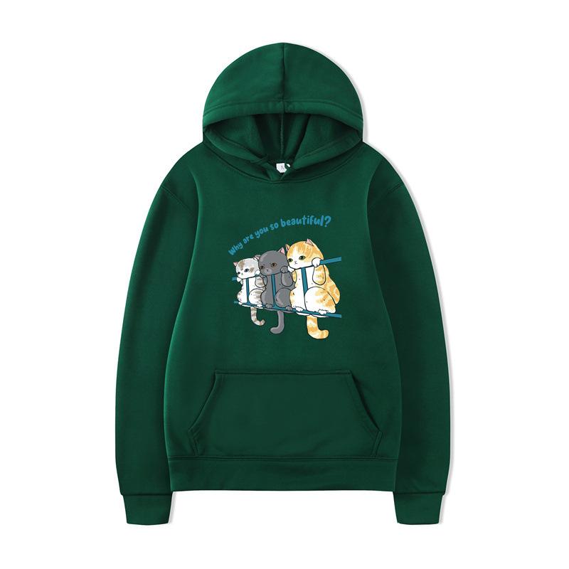 Cat Men Fashion Hoodies Men Women Hooded Sweatshirts Fashion Hip Hop Pullovers Autumn Boys Girls Black Streetwear Hoodie