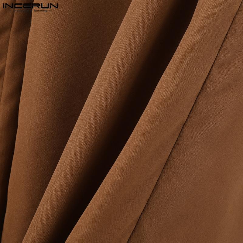 INCERUN Men Autumn Spring Solid Color Zipper Waist Trousers Casual Irregular Wide Leg Pants