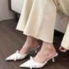 NEW Fashion Summer Sexy Solid Color Shallow Mouth Women's Sandals Elegant Bow Pointed Toe Medium Heel Fashion Slippers NO:406