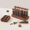 Single Dose Coffee Bean Storage Tubes Coffee Bean Cellar 10 Pcs Dosing Glass Vials With Lids Wooden Display Stand And Funnel