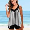 Women's Swimwear Tankini 2 Piece Swimsuit White Gear Print Vacation Bathing Suits