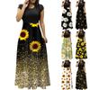 Women's Fashion Casual Print Round Neck Short Sleeves Oversized Maxi Dress