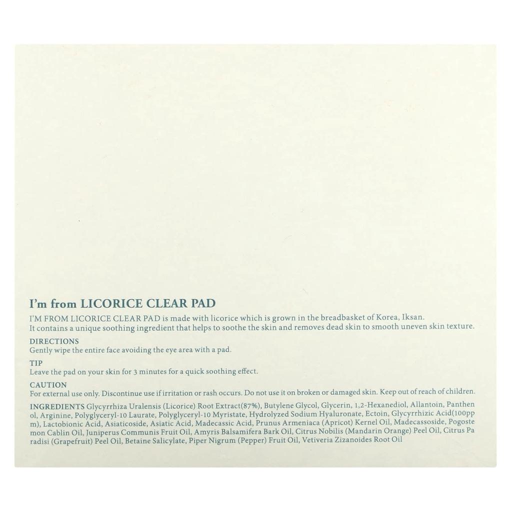 I'M FROM Licorice Clear Pads, 60 Sheets, 200ml (6.76fl Oz)