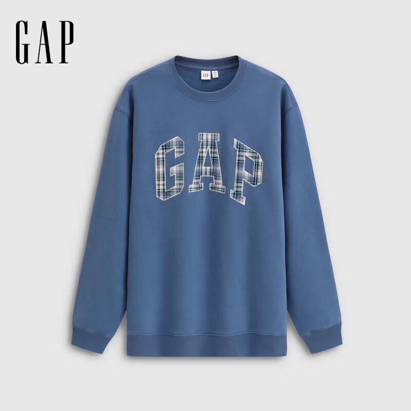 Gap Unisex Fleece Pullover Sweatshirt with Plaid Embroidered Logo