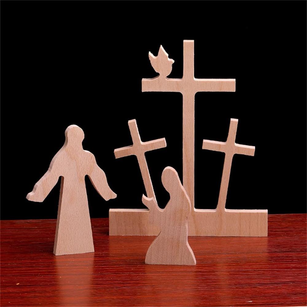Деревянная сцена воскресения крест украшение сцена воскресения Иисуса статуя Христа праздничные атрибуты