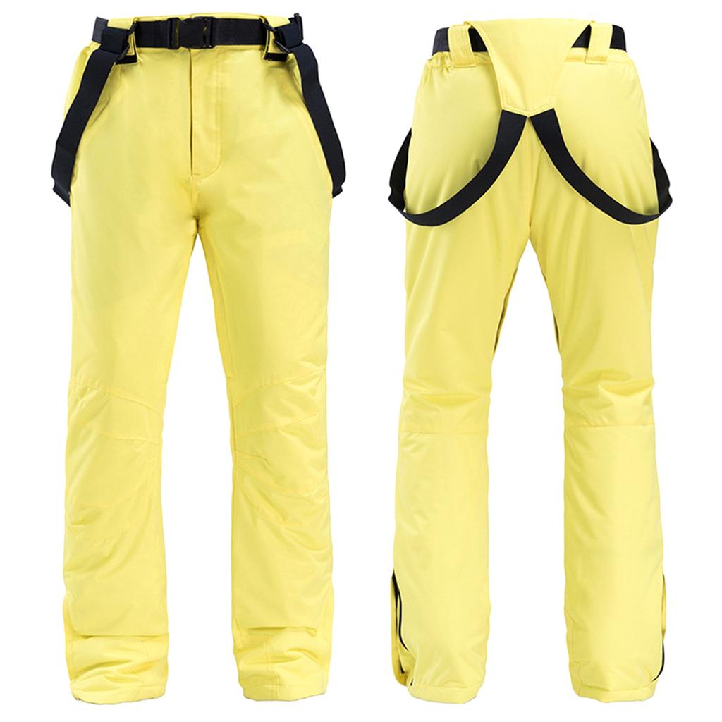 Couple's Solid Color Warm Thick Waterproof Pocket Strap Ski Pants For Men And Women