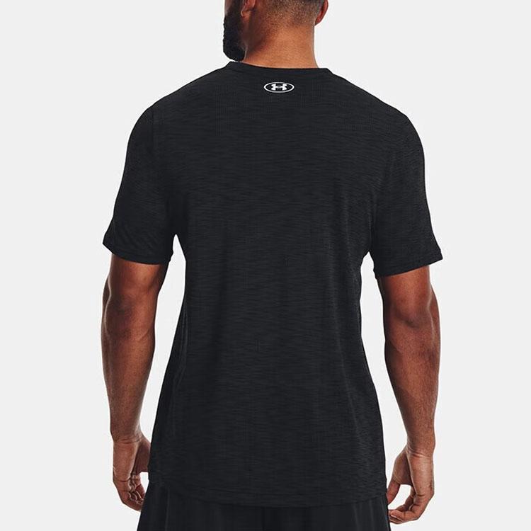 Under Armour Футболка с коротким рукавом для фитнес-тренировок с твердым логотипом, мужская, черная 1359870-001