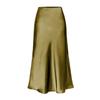 Elegant Temperament, High-quality Acetate Satin Elastic High-waist Split Mid-length Skirt