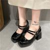 Fashion Spring Chunky Platform Pumps for Women Autumn Pu Leather Ankle Buckle Mary Jane Shoes Woman Square Toe Thick Heeled High Heels