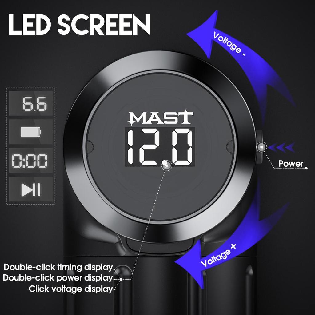 Wireless Tattoo Pen Machine with 2.6-4.0mm Strokes Changeable | Mast Flip Pro