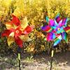 Reflective Pinwheels with Stakes Bird Repellent Wind Spinner Scare Birds Animals Away Multicolor Glittery Pinwheels for Garden Yard Lawn Porch