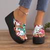 Women Wedge Slippers New Summer Floral Platforms Sandals Outdoor Open Toe High Heels Slippers Slides Women Zapatos De Mujer