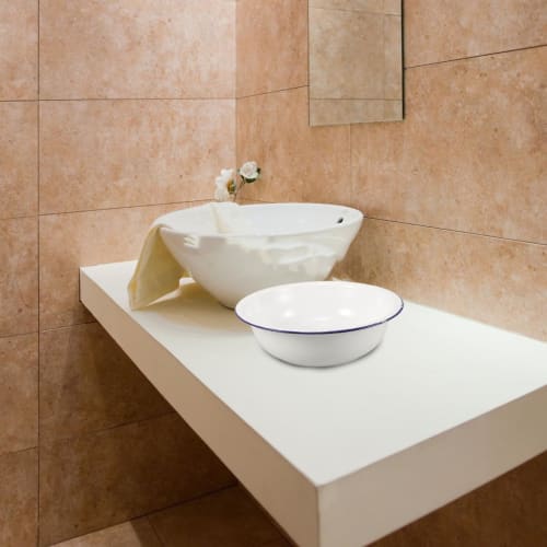 PACKOVE Enamel Footbath Basin, Foot Soaking Basin, Washing Bowl, Footbath Bucket, Foot Washing Station, Tin Tub for the Elderly, Retro White Enamel