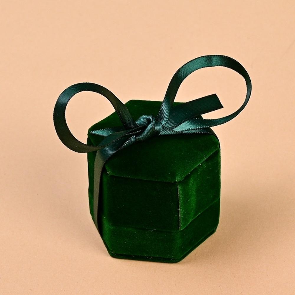 Three-dimensional Hexagonal Jewelry Box Velvet Ring Display Case Flocking Ring Box  Party