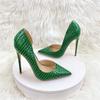 Green Dark Checkered Women's High Heels, Party Shoes, Dresses, Fashionable and Versatile Shoes
