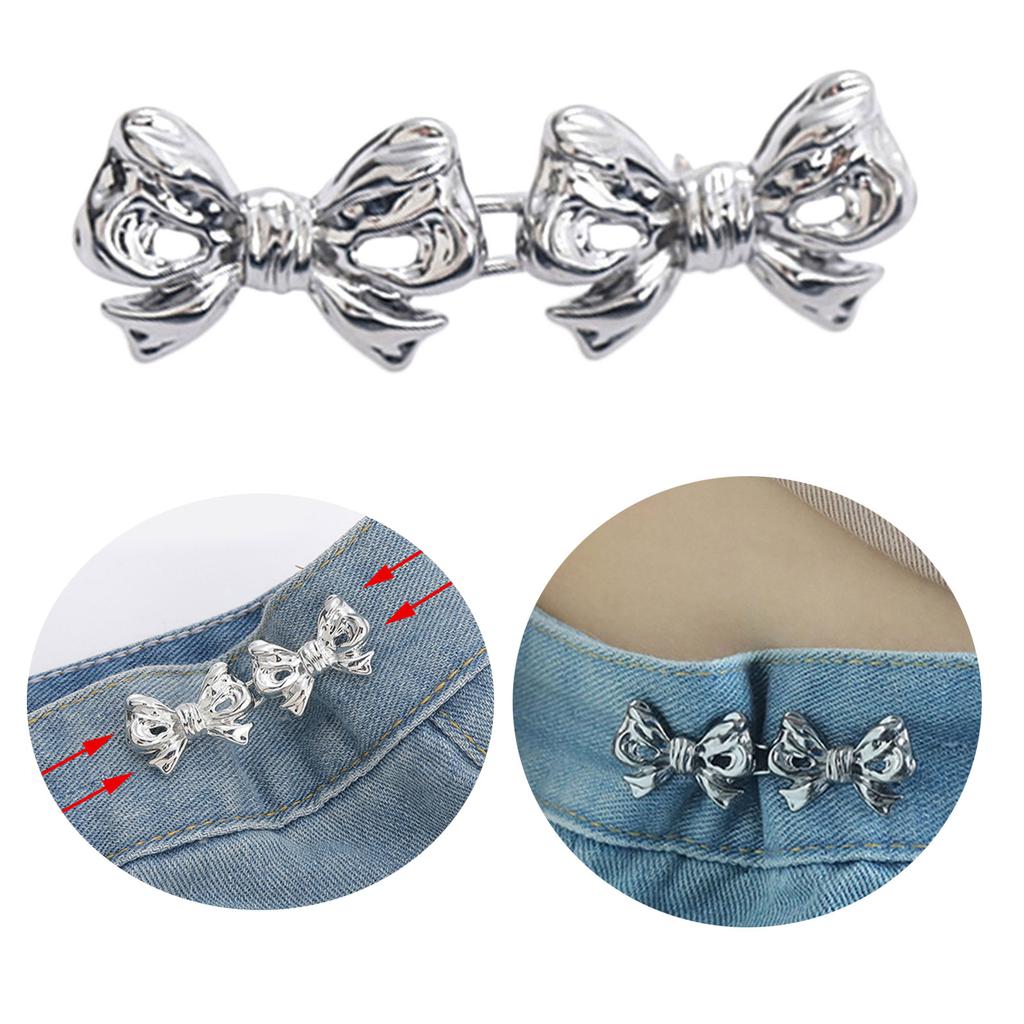 Bowknot Button Pins Jean Waist Buckles Detachable Pants Waist Tightener Jean Buttons Pins Adjustment Waist Buckles