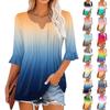 3/4 Sleeve Tops For Women Casual Ruffle V Neck T Shirts Work Blouses Dressy Tunic Tops