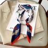 Luxury Print Silk Feeling Square Scarf Women Spring Neck Tie Shawl Wraps Female 70cm Hair Hand Wrist Headkercheif Hijab Bandana