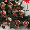 10/20/30Pcs Christmas Wooden Hot Air Balloon Santa Claus 2D Flat Wooden Pendant Christmas Tree Decoration Perfect Holiday Gift Decor
