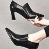 Fashion Fashion Block Heel Slip-on Non-Slip Wear-Resistant Single Shoes Autumn New Pointed Toe Deep Mouth High Heels