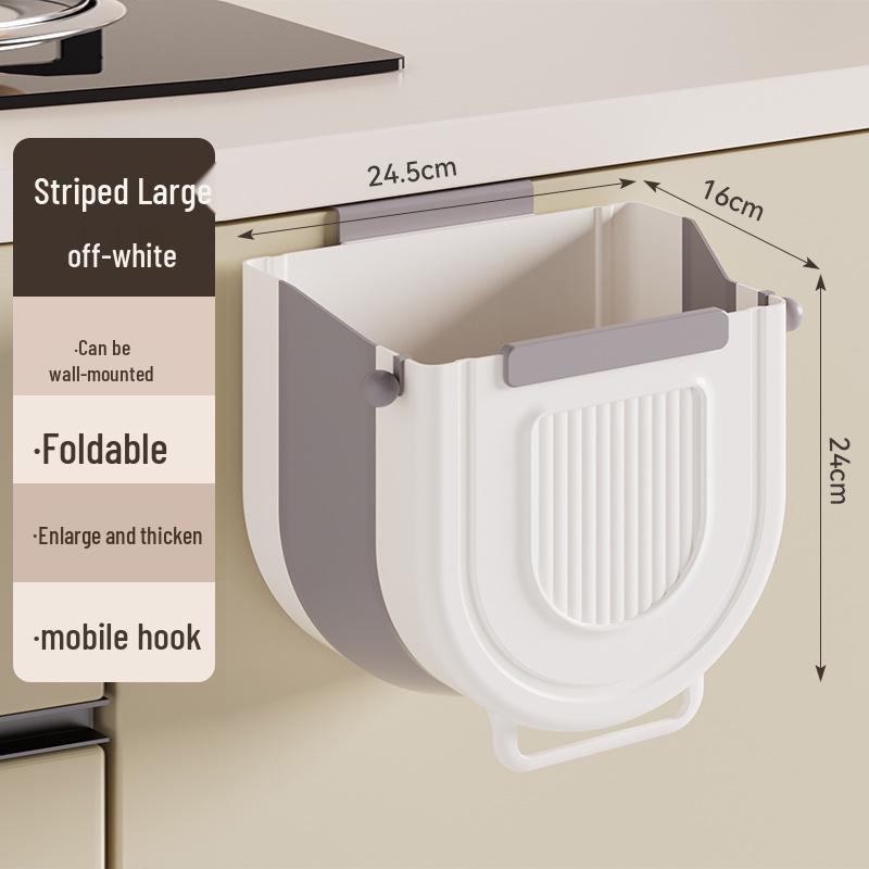 Folding Wall-Mounted Kitchen Trash Can - Large Capacity, Cabinet Door Hanging Waste Basket for Creative Waste Classification