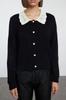 Women's Elegance Style Cardigan Black Soft Textured Garni Detailed Knitwear Cardigan